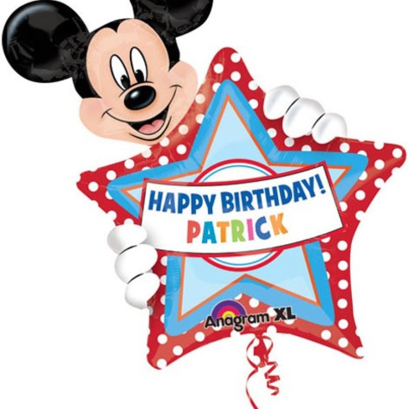 FOIL S/S MICKEY WITH STAR BIRTHDAY PERSONALISE 