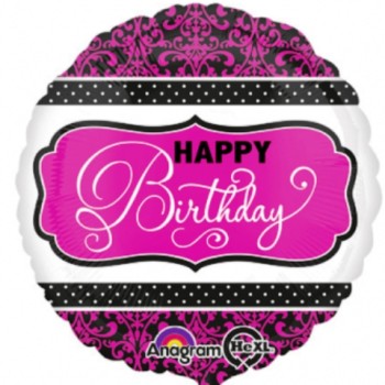 FOIL 17'' HAPPY BD ΑΣΠΡΟ ΜΑΥΡΟ ΦΟΥΞΙΑ