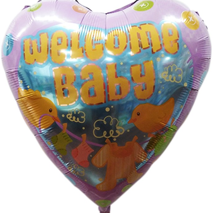 FOIL 34'' JUMBO HEART WELCOME BABY