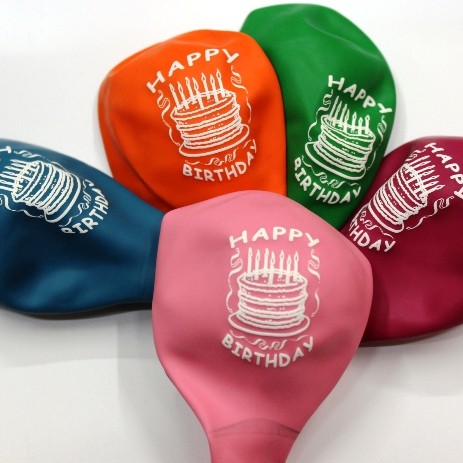 LATEX 12'' TΥΠΩΜΕΝΟ HAPPY BIRTHDAY ΤΟΥΡΤΑ 6ΤΕΜ