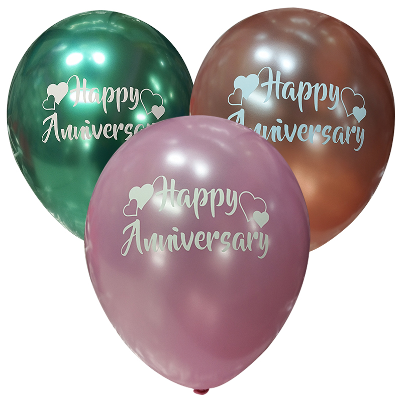  LATEX 12'' TYΠΩΜΕΝO HAPPY ANNIVERSARY 6ΤΕΜ