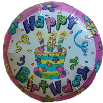 FOIL18'' HAPPY BIRTHDAY ΜΕ ΛΟΥΛΟΥΔΙΑ ΚΑΙ ΤΟΥΡΤΑ Προσφορά!