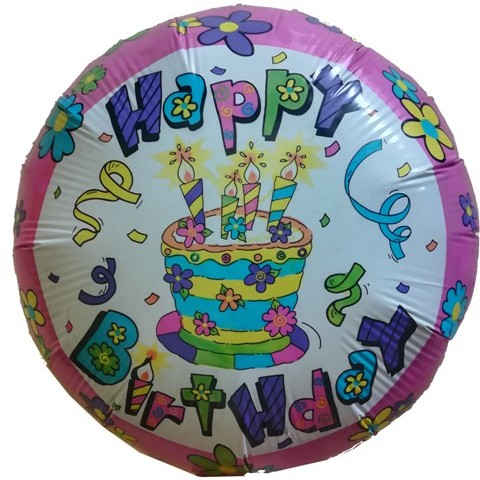 FOIL18'' HAPPY BIRTHDAY ΜΕ ΛΟΥΛΟΥΔΙΑ ΚΑΙ ΤΟΥΡΤΑ Προσφορά!