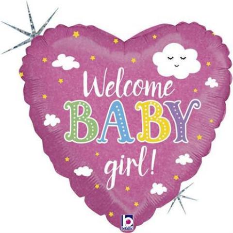 FOIL 18'' WELCOME BABY GIRL ΚΑΡΔΙΑ