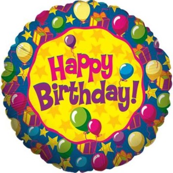 FOIL 36'' HAPPY BIRTHDAY BALLOONS AND STARS