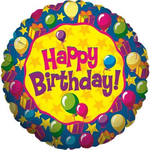 FOIL 36'' HAPPY BIRTHDAY BALLOONS AND STARS