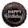 FOIL Mini/S  9'' HAPPY BIRTHDAY ΜΑΥΡΟ CONFETTI