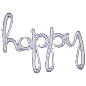 FOIL air filled ΛΕΞΗ HAPPY ΑΣΗΜΙ ΙΡΙΔΙΖΟΝ