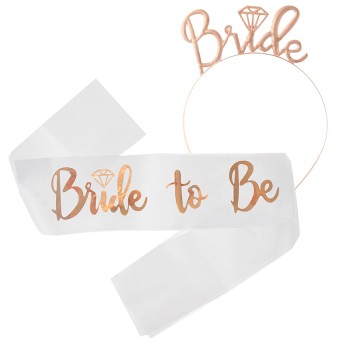 ΣΕΤ BRIDE TO BE ΚΟΡΔΕΛΑ ΚΑΙ ΣΤΕΚΑ ROSE GOLD