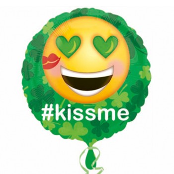 FOIL 17''ST.PAT'S KISS ME EMOTICON