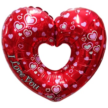 FOIL Mini/S 14'' ΚΑΡΔΙΑ ΜΕ ΤΡΥΠΑ ΜΕ ΚΑΡΔΟΥΛΕΣ I LOVE YOU