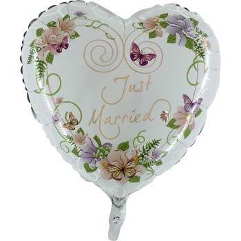 FOIL J/S JUST MARRIED ΚΑΡΔΙΑ ΜΕ ΛΟΥΛΟΥΔΙΑ 