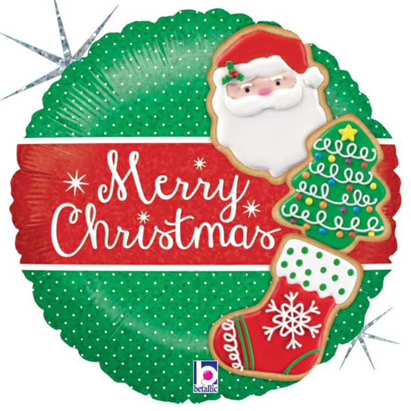 FOIL 18'' MERRY CHRISTMAS ΜΕ ΧΡΙΣΤΟΥΓΕΝΝΙΑΤΙΚΑ ΜΠΙΣΚΟΤΑ