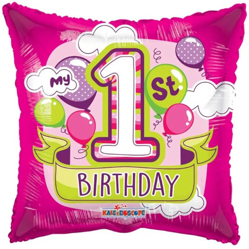 FOIL 18'' 1ST BIRTHDAY GIRL ΤΕΤΡΑΓΩΝΟ