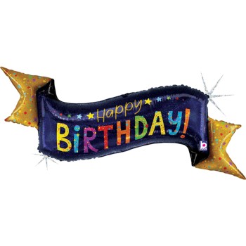 FOIL S/S HAPPY BIRTHDAY BANNER NAVY