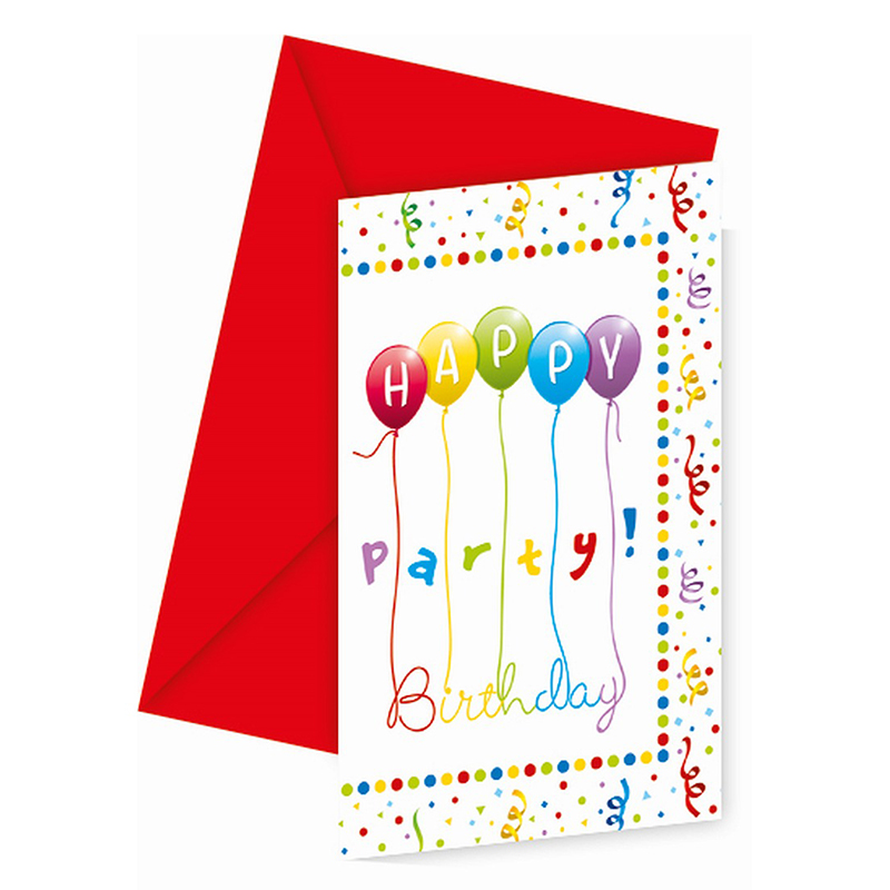 ΠΡΟΣΚΛΗΣΗ BIRTHDAY ΜΠΑΛΟΝΙΑ CONFETTI 6ΤΜΧ