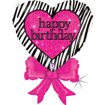 FOIL S/S ΚΑΡΔΙΑ ΖΕΒΡΑ HAPPY BIRTHDAY