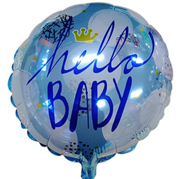 FOIL Mini/S 9'' HELLO BABY BOY ΜΕ ΣΤΕΜΜΑ 