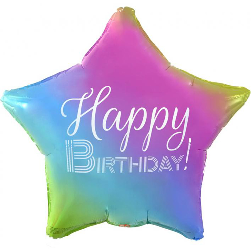 FOIL 19'' ΑΣΤΕΡΙ RAINBOW HAPPY BIRTHDAY