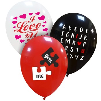 LATEX 12'' ΤΥΠΩΜΕΝΟ LOVE MIX 2ΧΡΩΜΑΤΑ 6TEM