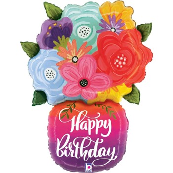  FOIL S/S HAPPY BIRTHDAY ΒΑΖΟ ΜΕ ΛΟΥΛΟΥΔΙΑ