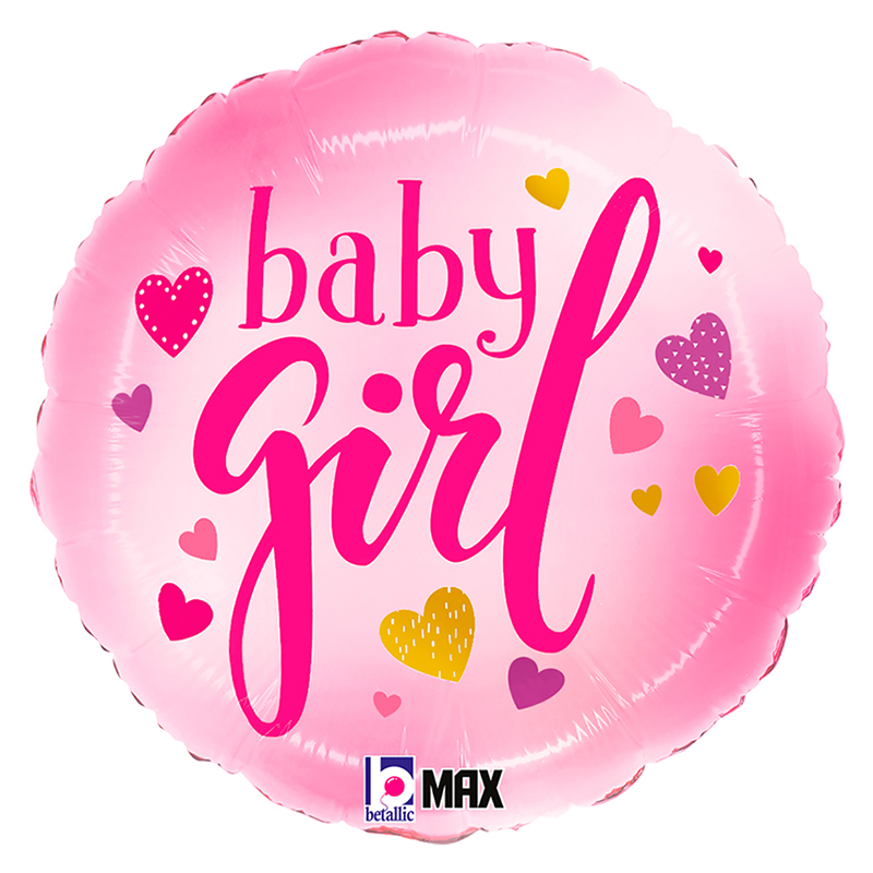 FOIL 18'' BABY GIRL ΡΟΖ ΜΕ ΚΑΡΔΟΥΛΕΣ
