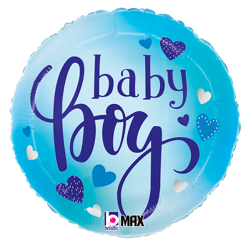 FOIL 18'' BABY BOY ΣΙΕΛ ΜΕ ΚΑΡΔΟΥΛΕΣ