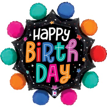  FOIL J/S HAPPY BIRTHDAY ΠΟΛΥΧΡΩΜΟΙ ΚΥΚΛΟΙ