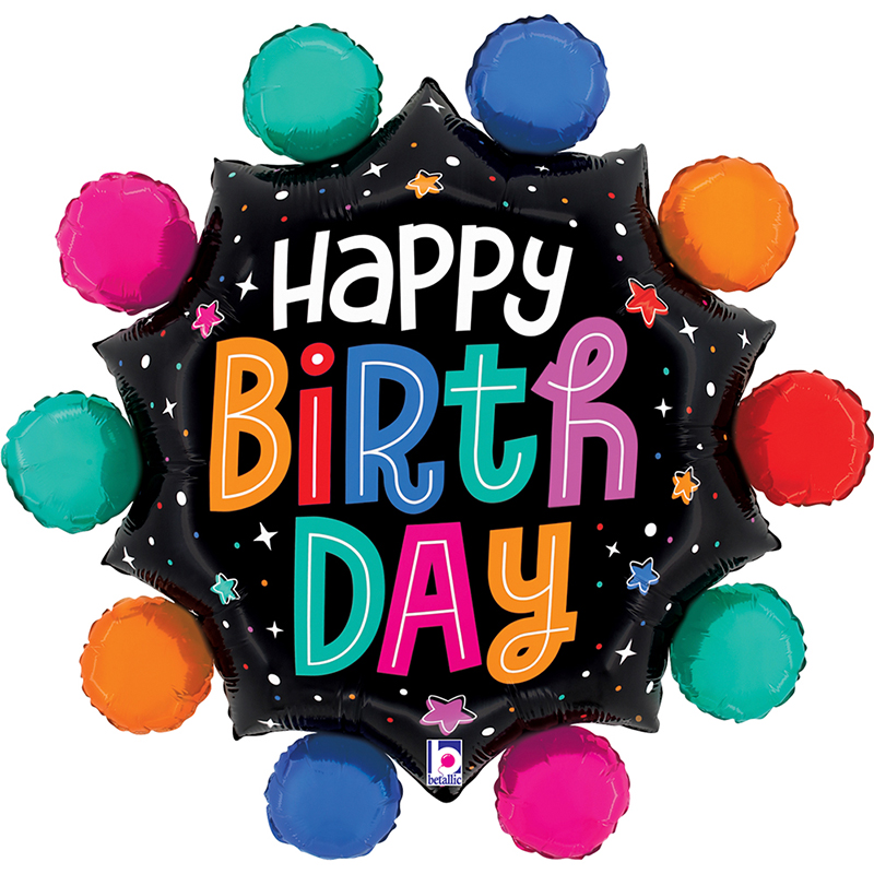 FOIL J/S HAPPY BIRTHDAY ΠΟΛΥΧΡΩΜΟΙ ΚΥΚΛΟΙ