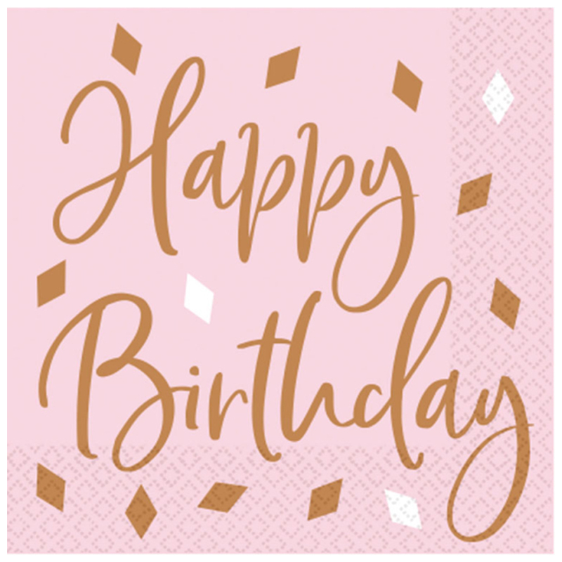 ΧΑΡΤΟΠΕΤΣΕΤΕΣ HAPPY BDAY ROSE GOLD 16ΤΜΧ