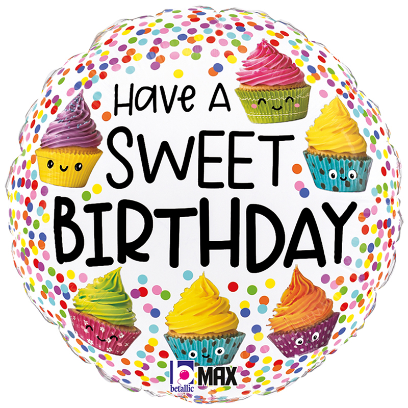 FOIL 18'' SWEET BIRTHDAY ΜΕ ΠΟΛΥΧΡΩΜΑ CUPCAKES