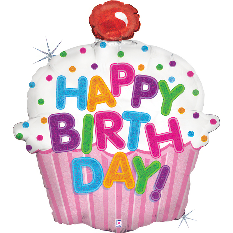 FOIL J/S HAPPY BIRTHDAY CUPCAKE