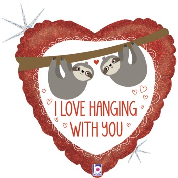 FOIL 18'' LOVE HANGING SLOTH GLITTER