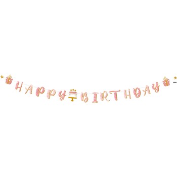 LETTER BANNER H.B. ΡΟΖ CONFETTI 6ΤΜΧ