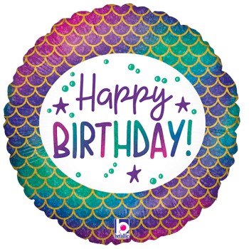 FOIL 18'' GLITTER MERMAID BIRTHDAY