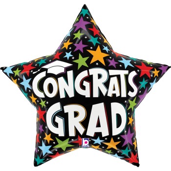FOIL J/S CONGRATS GRAD ΜΑΥΡΟ ΑΣΤΕΡΙ ΜΕ ΑΣΤΕΡΑΚΙΑ 
