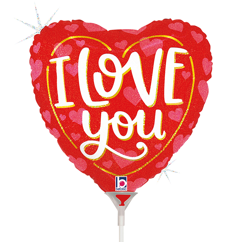 FOIL Mini/S 9'' I  LOVE YOU ΚΑΡΔΙΑ glitter