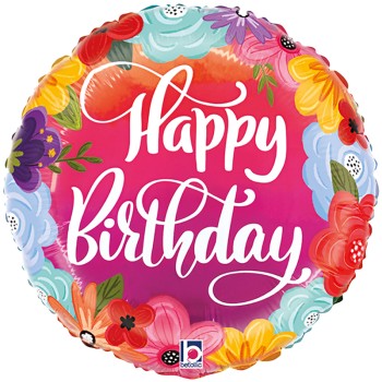 FOIL 18'' HAPPY BIRTHDAY ΕΞΩΤΙΚΑ ΛΟΥΛΟΥΔΙΑ